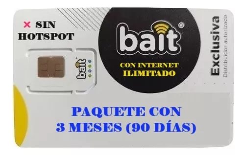 Chip Bait, Int Ilimitado, Paquete De 3 Meses