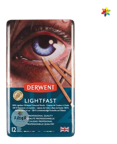 Derwent Lightfast Porfesionales Lata X 12 Colores
