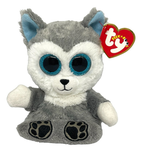 Peluche Ty Perro Husky Portacelular Peek-a-boos