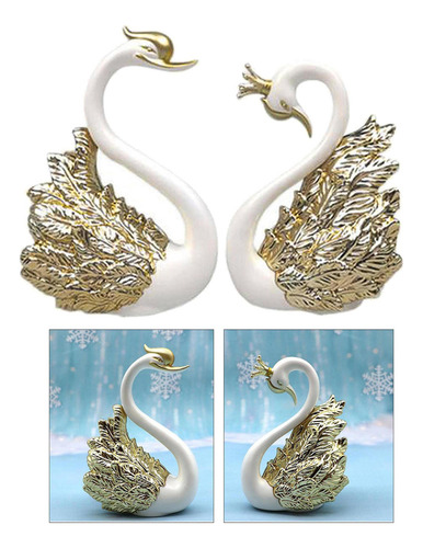 2 X 2x Topper De Pastel De Cisne De Corona Romántica Para