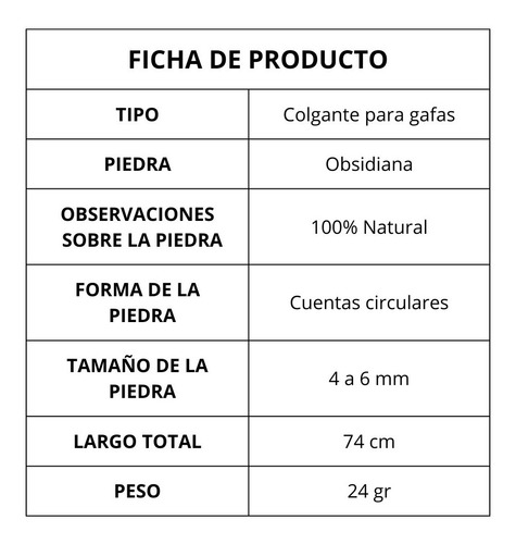 Imagen 4 de 5 de Colgante Para Gafas De Obsidiana Natural 7 Chakras