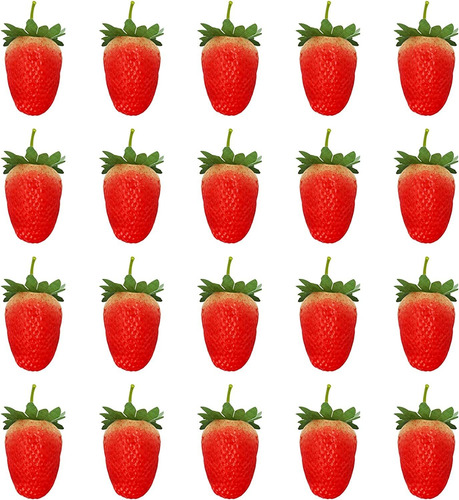 20 Piezas De Fresas Artificiales, Frutas Realistas, Fre...