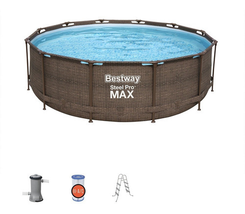 Piscina Estruturada 9.150l Circular Deluxe 220v Bestway Cor Marrom