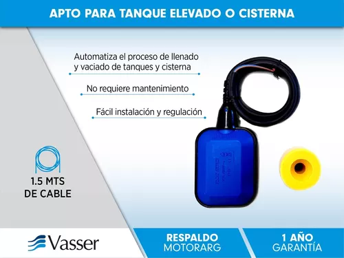 compañerismo Persona responsable Peculiar Flotante Para Tanque De Agua Automático Vasser 1,5 Mt Cable