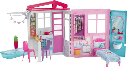 Barbie Casa De Muñecas, Juego Portátil Con Asa De Transporte