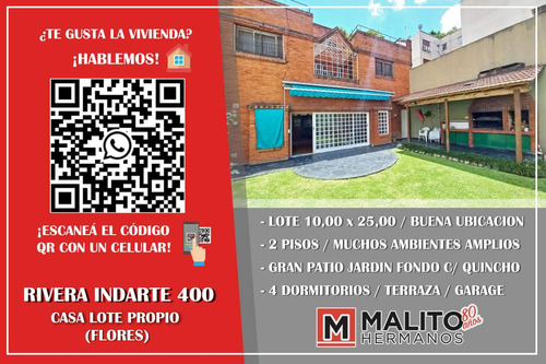 Venta Casa Lote Propio 6 Ambientes Con Patio, Terraza, Garage, Balcon. Excelente Estado. Flores, Cab