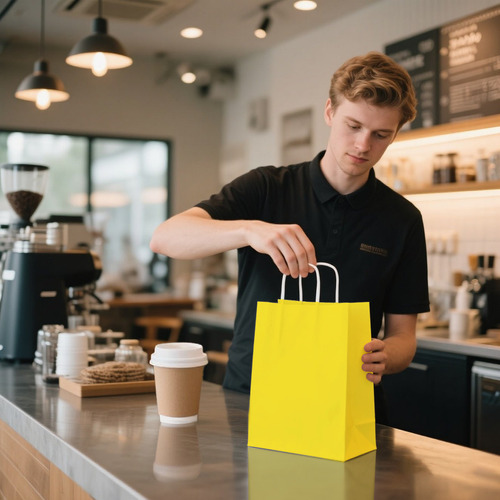 40 Bolsas De Papel Ecológicas Portátil Decorativas Color Amarillo