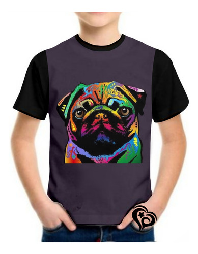 Camiseta Pug Masculina Infantil Blusa Cachorro Animal Cão