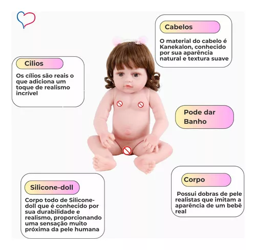 Boneca Bebê Reborn C/ Girafinha Menina - 100% Silicone