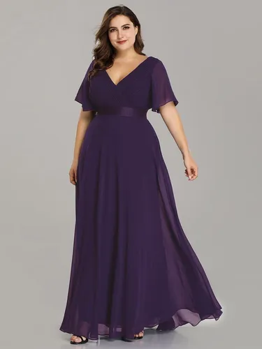 Vestido Largo Fiesta Morado Elegante Talla Extra