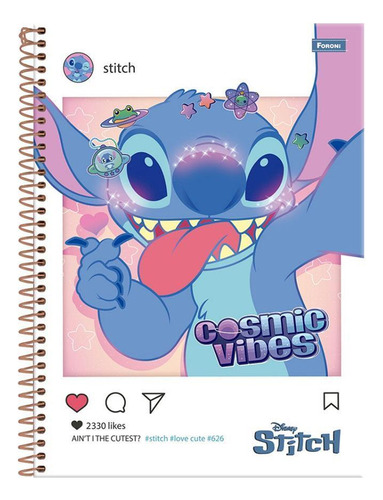 Caderno Universitário 1 Matéria 80fls Stitch Cosmic Foroni