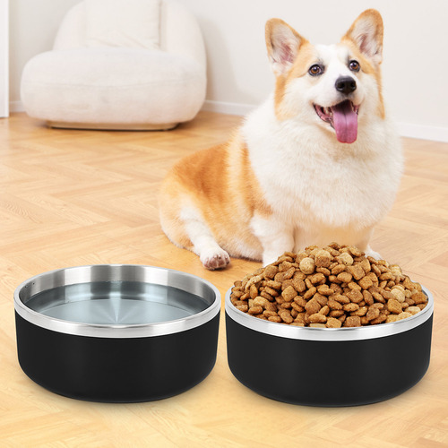 Plato De Acero Inoxidable Tazón Antiderrapante Para Perros Y Color Índigo