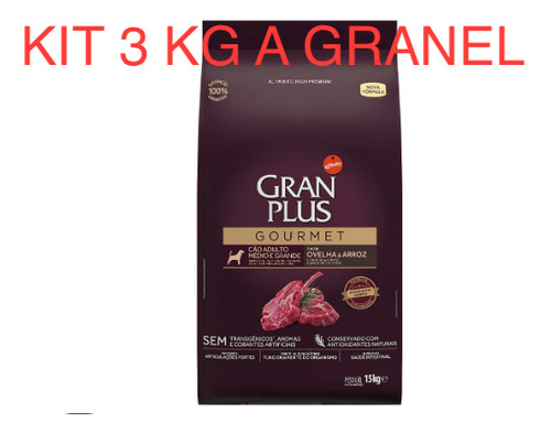 Kit 3 Kg Ração A Granel Granplus Gourmet Ovelha & Arroz 