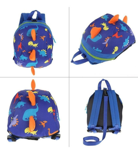 Mochila Dinosaurio Arnés Correa Preescolar Azul Marinerito Arnés de Dinosaurio