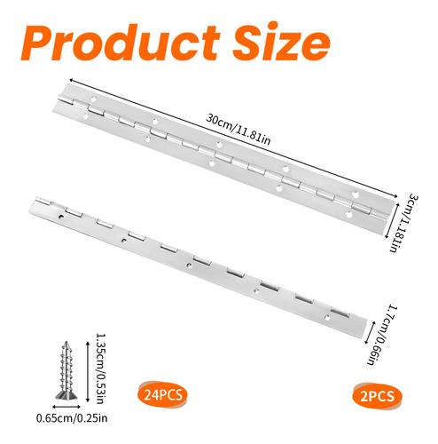 Bisagra Para Piano De 30 Cm Acero Inoxidable Paquete De 2 Mm