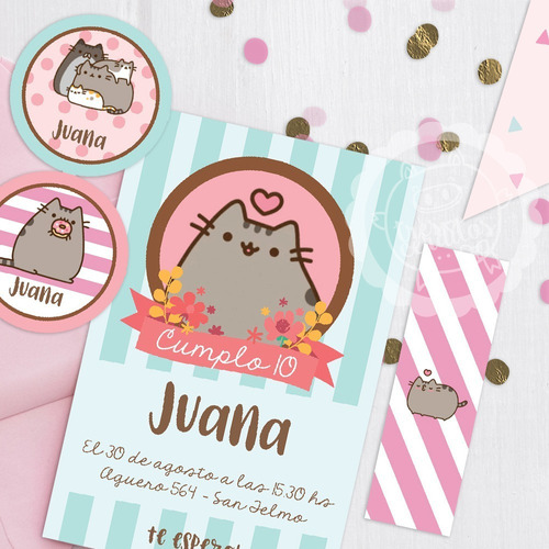 Kit Imprimible Pusheen Cats De Textos Editables En Pdf