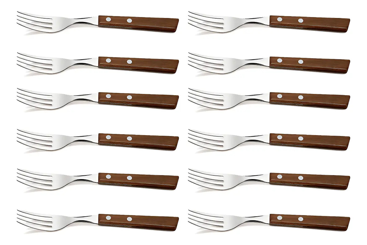 Tenedor Tramontina Mango Madera De Mesa 12 Unidades Blister