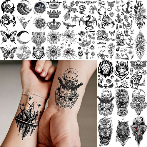 39 Tatuaje Tatuaje Temporal Falso Brazo Pernera Hombre Color 39pcs León