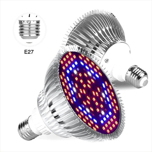 Imagen 4 de 6 de Pack 2 Ampolletas Led Cultivo 100% Aluminio 78 Smd Led, 1m2