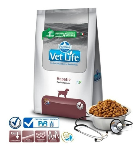 Alimento Vet Life Natural Canine Hepatic para perro adulto todos los tamaños sabor mix en bolsa de 2kg