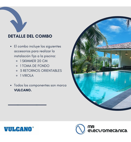 Imagen 2 de 10 de Kit Pileta Hormigon Vulcano: Skimmer 20cm + Accesorios