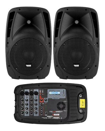 Imagem 5 de 5 de Kit 2 Caixas De Som Ativa C/ Mixer Amplificado Evo 410 Novik