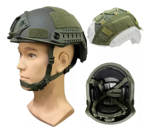Casco Balístico Kevlar Nivel Iiia Color Verde Incluye Forro