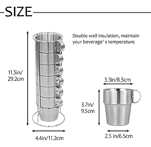 Tazas De Café De Metal De Acero Inoxidable, Apilables Con So