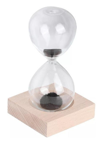 Reloj de arena de cristal magnético con base de madera gris Mart M