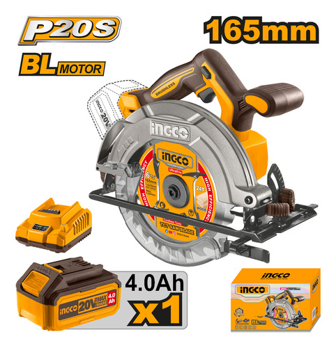 Sierra Circular 20v 165mm Brushless Ingco Csli16521 - Lnf
