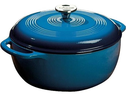 Olla De Horno Holandes Hierro Fundido Color Azul Con Asas