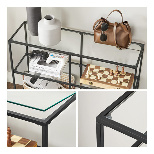 Mesa De Consola De Entrada Estante De Vidrio Templado 3 Nive