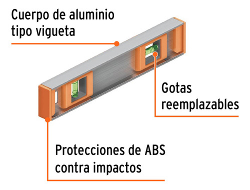 Nivel De Aluminio 12 Pulgadas 305 Mm Burbuja Truper 17030