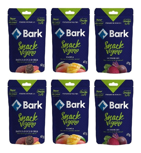 Bark Snack Vegano P/ Cães 60g Kit Com 6 Unidades