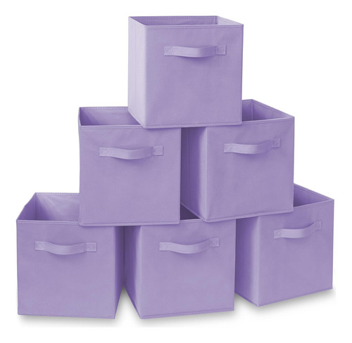 Juego De 6 Cubos De Almacenamiento Plegables De Tela Lavanda