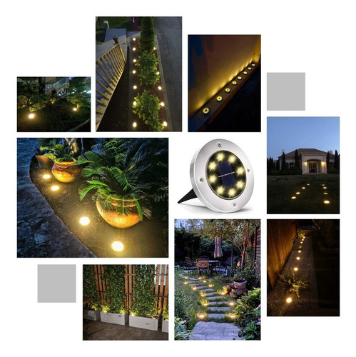 Kit 8 Pinchos Solares Led Luz De Jardín Al Aire Libre