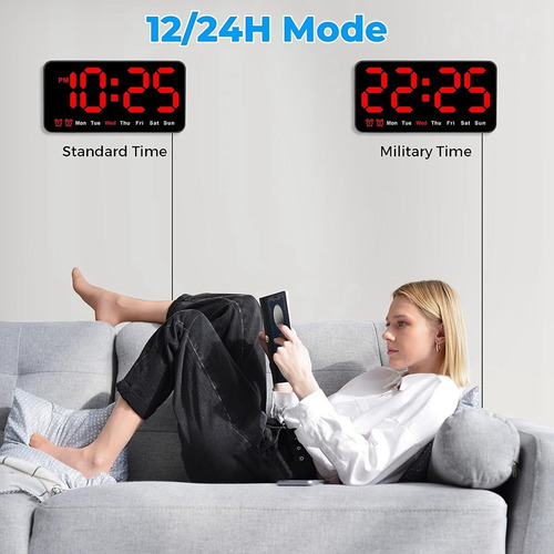 Reloj De Pared U1 Digital, Reloj Digital Led De 9 Pulgadas C