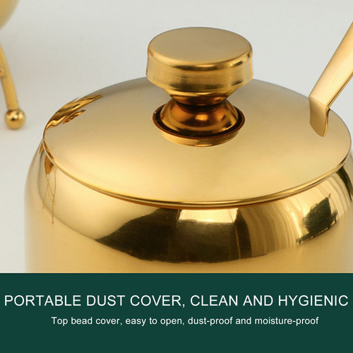 Pote Para Especias Oro/acero Inox Tapa Sal, Pimienta Azúcar Dorado