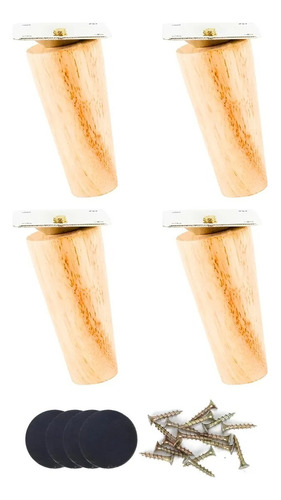 Pack 4 Pata De Madera Maciza Para Mueble 10cm
