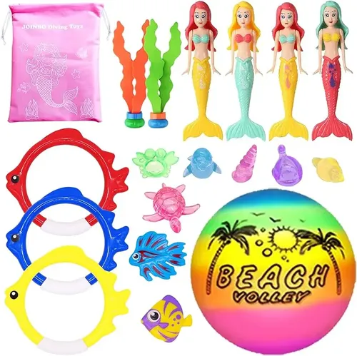 AQXONG 29 Piezas Juguetes de Piscina para Niños Anillos de Buceo, Juguetes para el Buceo en la Piscina, Regalos de Juguetes Submarinos para Niños y Niñas de 5 6 7 8 9