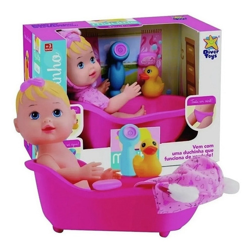 Imagen 2 de 4 de Muñeca Con Bañera Y Duchador De Verdad Divertoys Maternelle