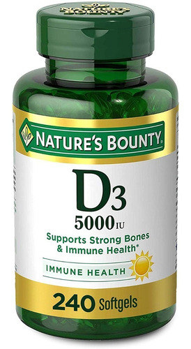 Vitamina D3 5000iu Nature's Bounty 240 Capsulas Blandas