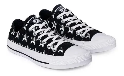 delincuencia Peligro Morgue Zapatillas Converse All Star Negro Blanco Estrellas