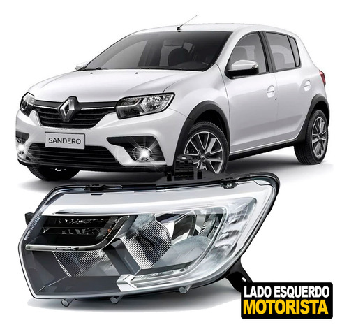 Farol Esquerdo Sandero Logan 2020 2021 2022 2023 2024 Led