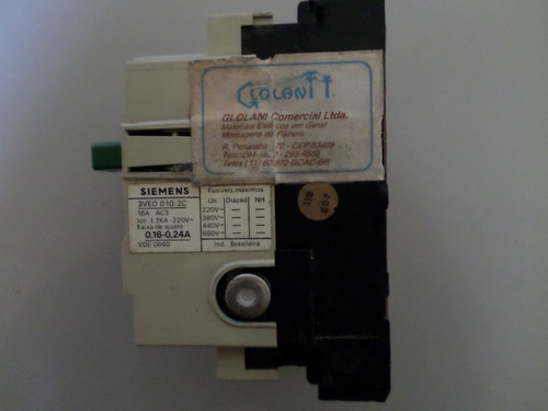 Disjuntor Motor 0,16 Ate 0,24a 3veo 010-2c Siemens