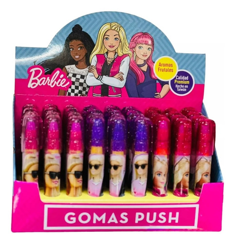 3 Gomas Push En Forma De Pluma Diseño Barbie Con Aroma