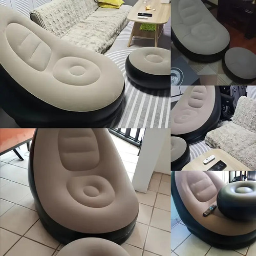 Poltrona Inflável Com Pufe Sofá Preguiçoso