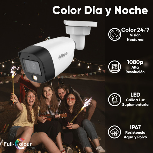 Dahua Kit Cctv 4 Cámaras Full Color + Hdd 500gb Y Accesorios Color Blanco