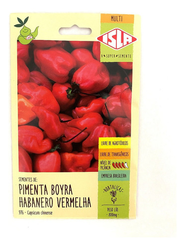 Pimenta Boyra Habanero Vermelha- 0,8g= 160 Sementes Aprox