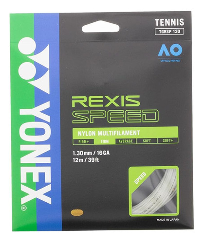 Cordaje De Tenis Yonex Rexis Speed 130/16 (blanco) (12 M / 3